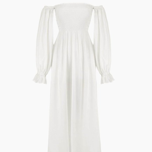 Atlanta Dress in White Silk by Daily Sleeper - Picture 1 of 3